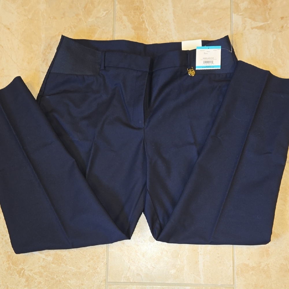 Anne Klein Navy Women's Trousers Slim Ankle 16